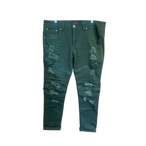 Copper Rivet Men’s Green distressed Jeans  Sz 36/30 - Picture 1 of 5